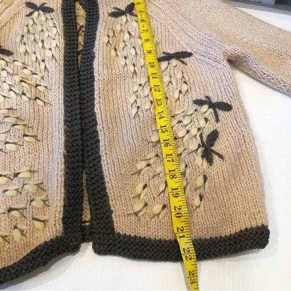 Vintage Hand Knited Cardigan Mohair Sweater Made in Italy Floral Emroidery S/M/L - Picture 12 of 12